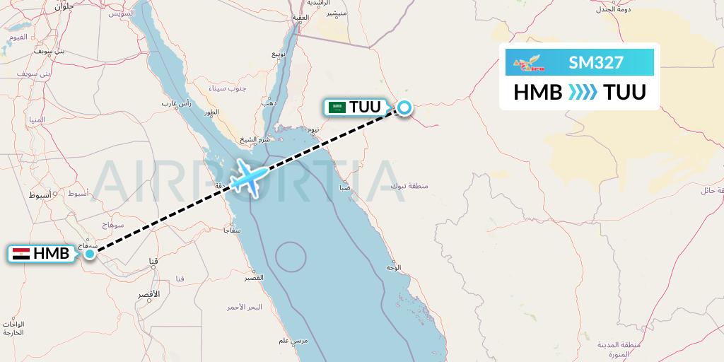 SM327 Air Cairo Flight Map: Sohag to Tabuk