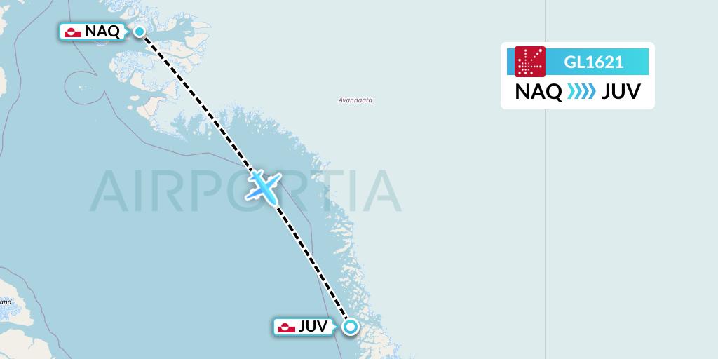 GL1621 Air Greenland Flight Map: Qaanaaq to Upernavik