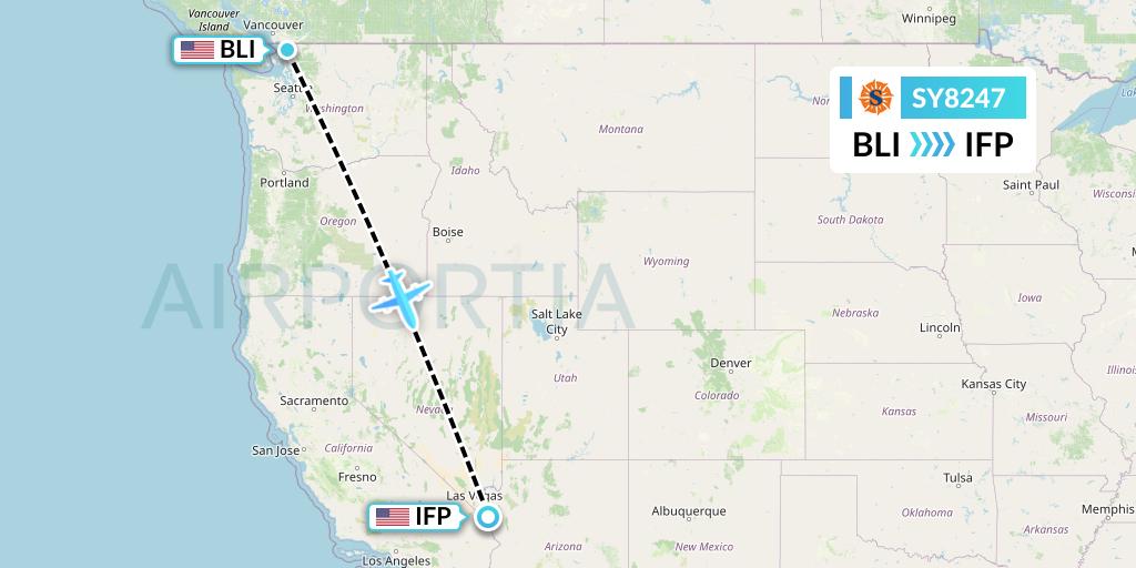 SY8247 Sun Country Airlines Flight Map: Bellingham to Bullhead City
