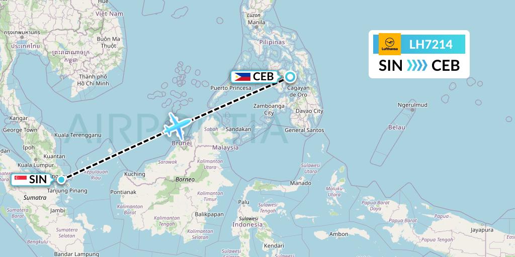 LH7214 Lufthansa Flight Map: Singapore to Cebu