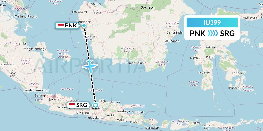 IU399 Pt. Super Air Jet Flight Map: Pontianak to Semarang