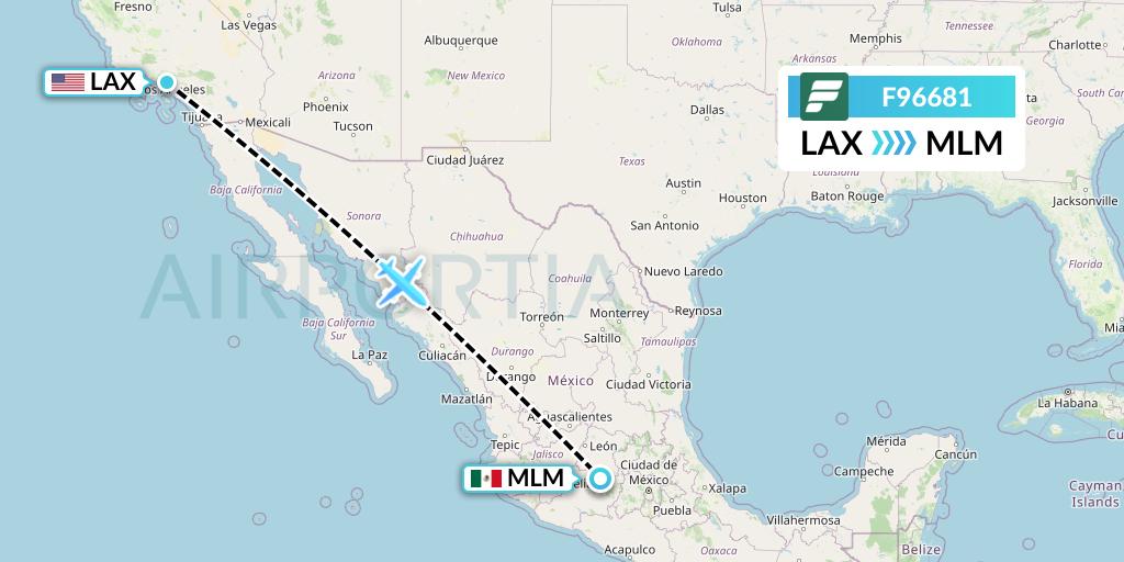 F96681 Frontier Airlines Flight Map: Los Angeles to Morelia