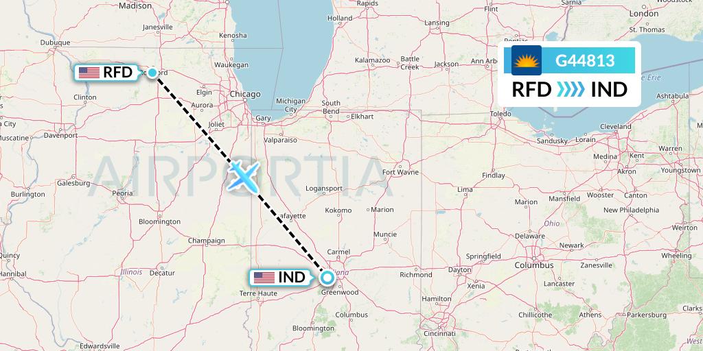 G44813 Allegiant Air Flight Map: Chicago to Indianapolis