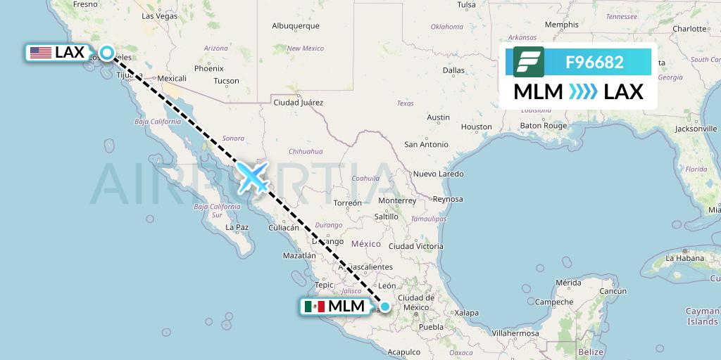 F96682 Frontier Airlines Flight Map: Morelia to Los Angeles