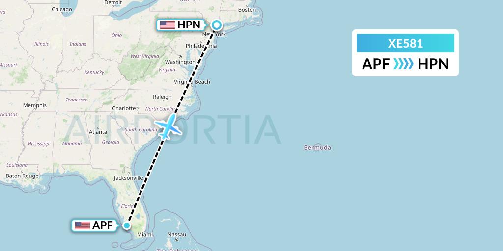 XE581 Jsx Flight Map: Naples to White Plains