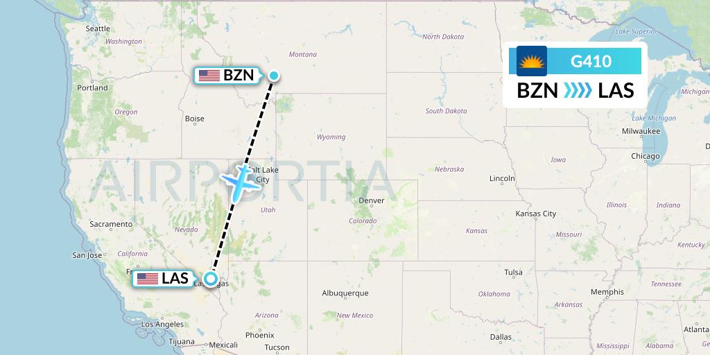 G410 Allegiant Air Flight Map: Bozeman to Las Vegas