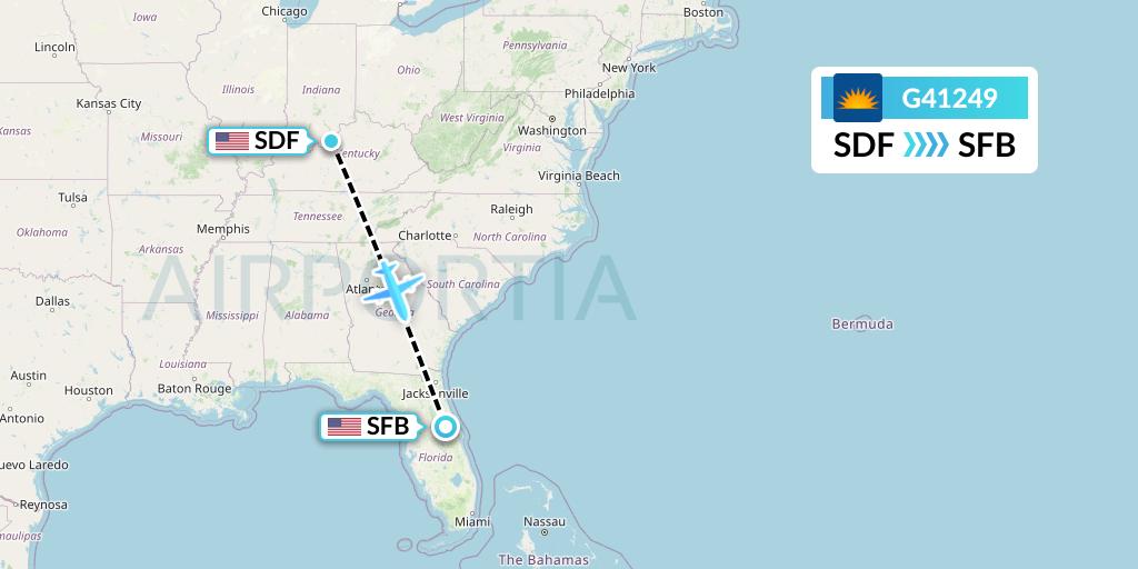 G41249 Allegiant Air Flight Map: Louisville to Orlando
