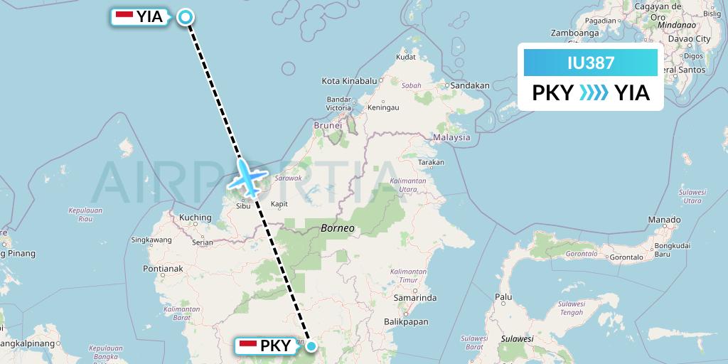 IU387 Pt. Super Air Jet Flight Map: Palangkaraya to Yogyakarta