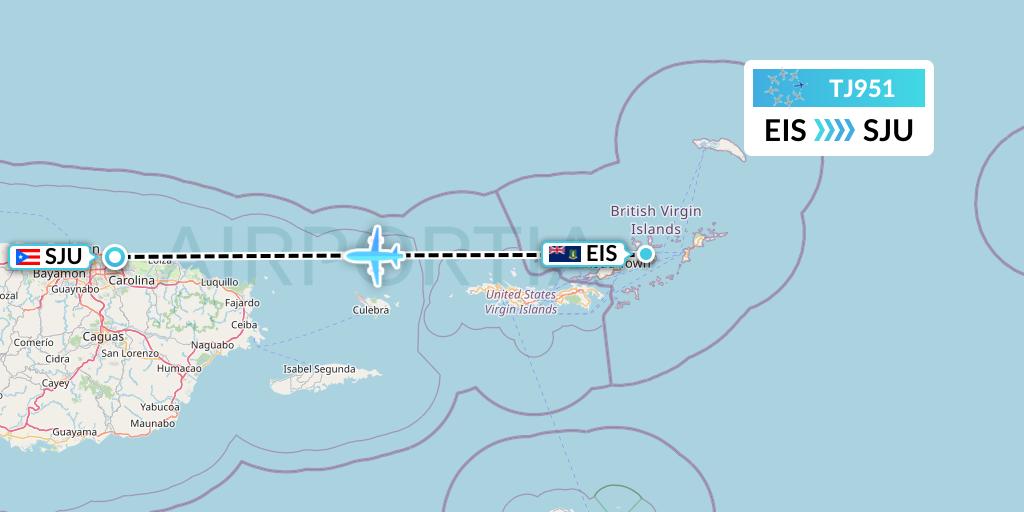 TJ951 Tradewind Aviation Flight Map: Beef Island to San Juan
