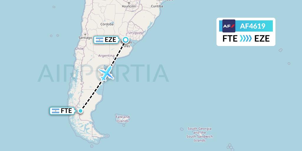 AF4619 Air France Flight Map: El Calafate to Buenos Aires