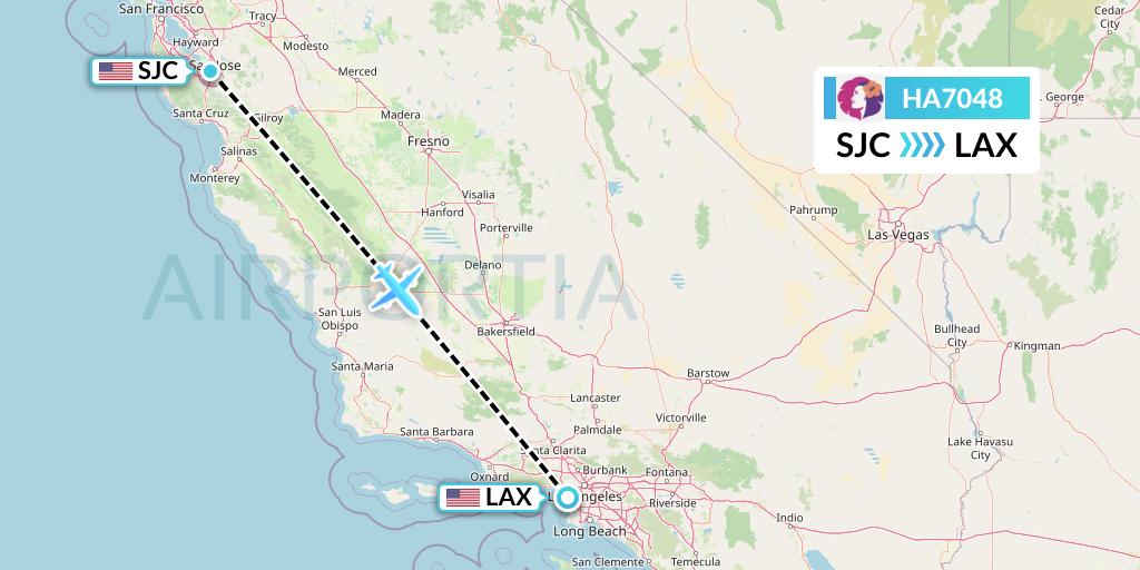 HA7048 Hawaiian Airlines Flight Map: San Jose to Los Angeles