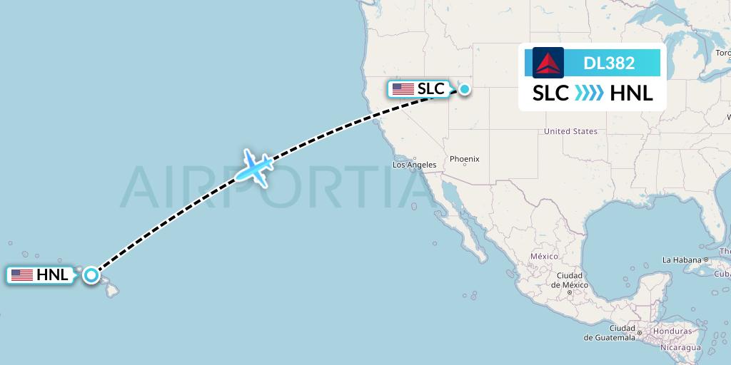 DL382 Delta Air Lines Flight Map: Salt Lake City to Honolulu