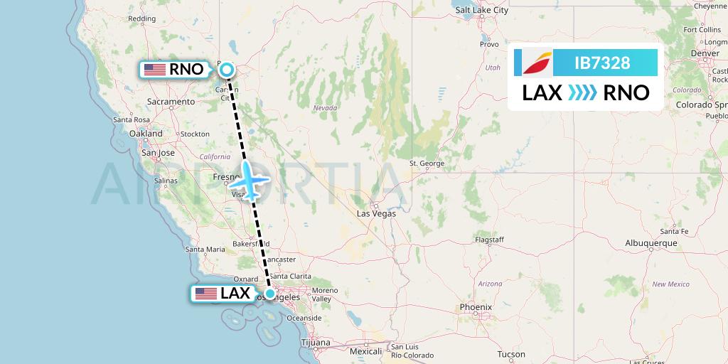 IB7328 Iberia Flight Map: Los Angeles to Reno