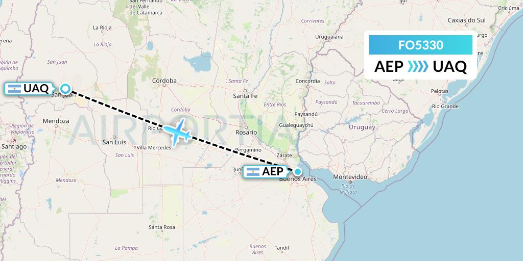 FO5330 Aero Flightops Uk Limited Flight Map: Buenos Aires to San Juan