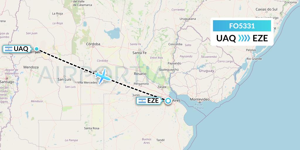FO5331 Aero Flightops Uk Limited Flight Map: San Juan to Buenos Aires