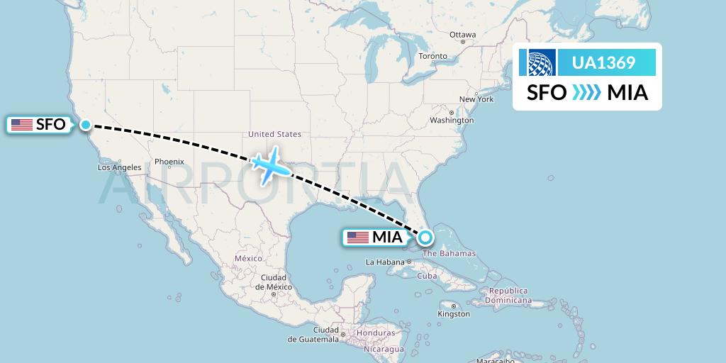 UA1369 United Airlines Flight Map: San Francisco to Miami