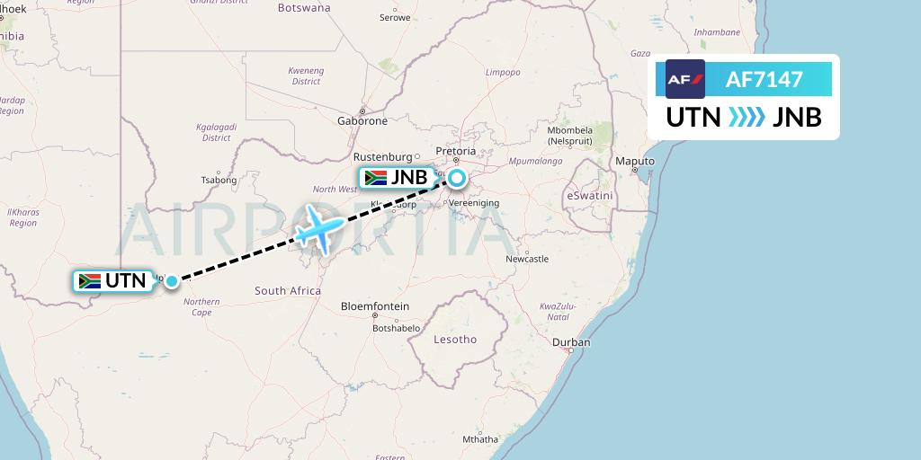 AF7147 Air France Flight Map: Upington to Johannesburg