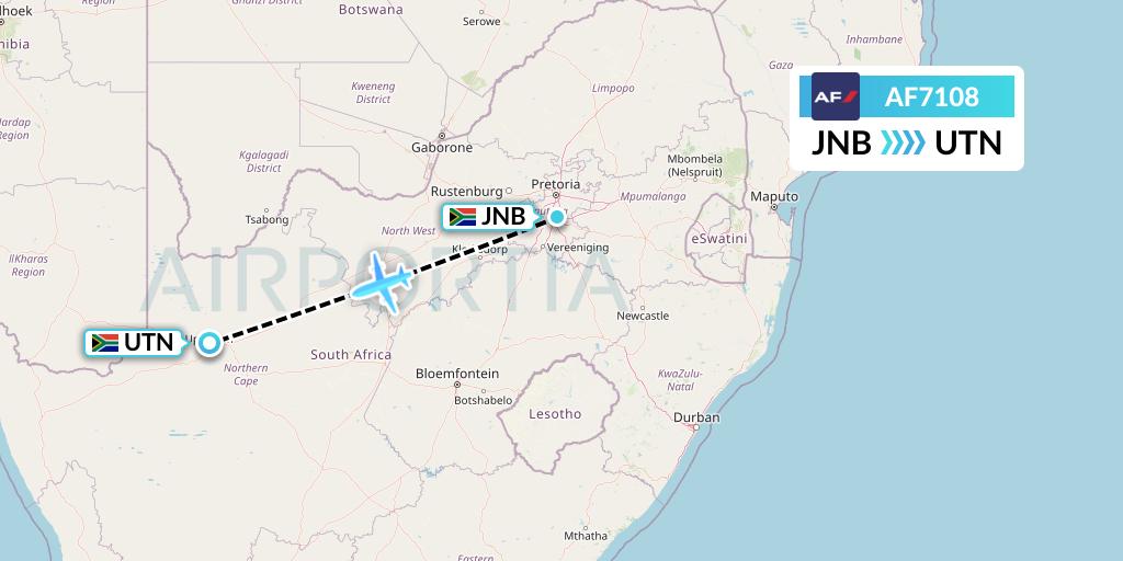 AF7108 Air France Flight Map: Johannesburg to Upington