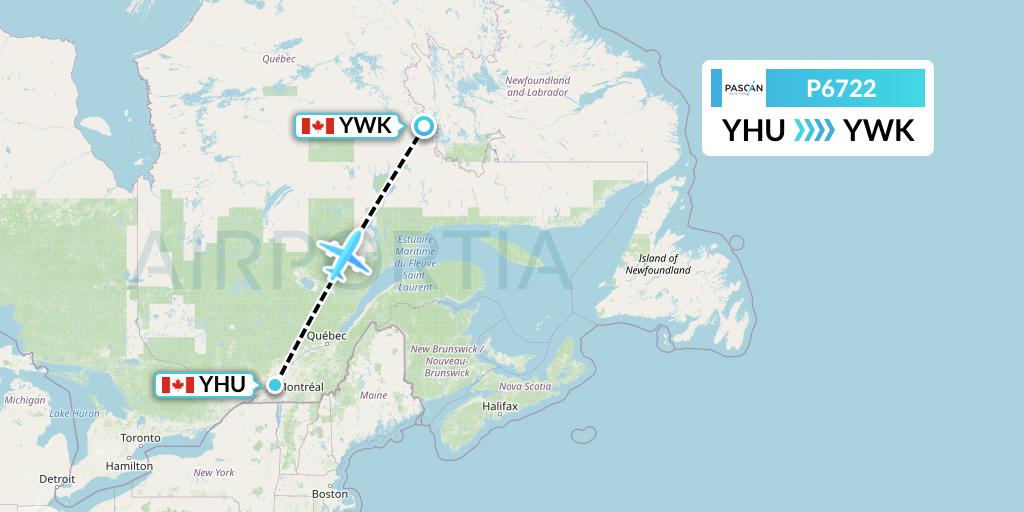 P6722 Pascan Aviation Flight Map: Montreal to Wabush