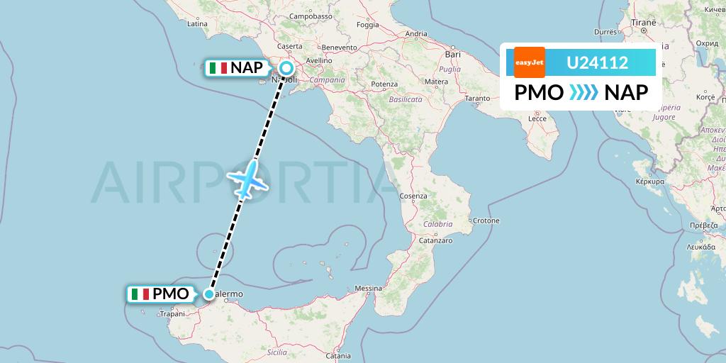 U24112 EasyJet Flight Map: Palermo to Naples