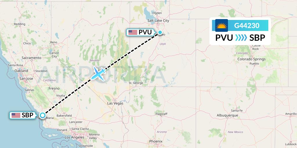 G44230 Allegiant Air Flight Map: Provo to San Luis Obispo