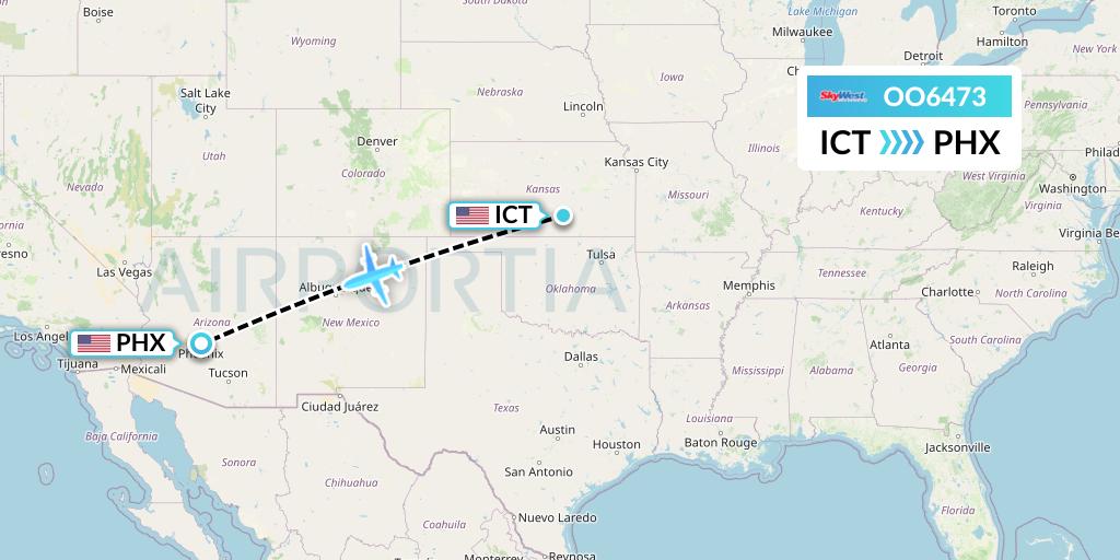 OO6473 SkyWest Airlines Flight Map: Wichita to Phoenix