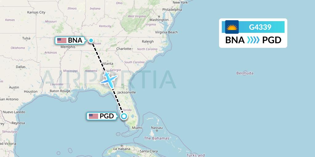 G4339 Allegiant Air Flight Map: Nashville to Punta Gorda