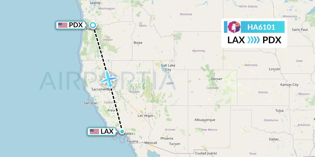 HA6101 Hawaiian Airlines Flight Map: Los Angeles to Portland