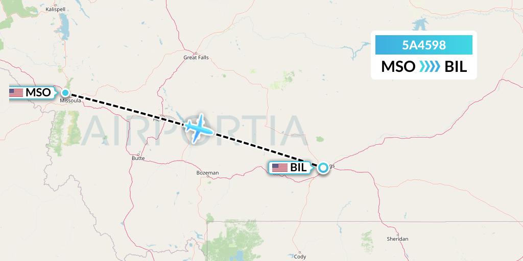 5A4598 Alpine Air Express Flight Map: Missoula to Billings