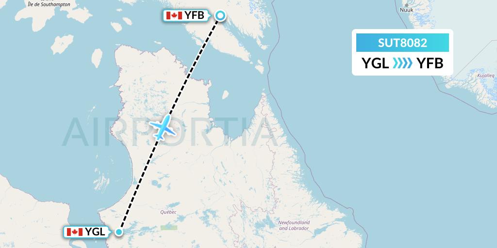 SUT8082 Summit Air Ltd. Flight Map: La Grande Riviere to Iqaluit