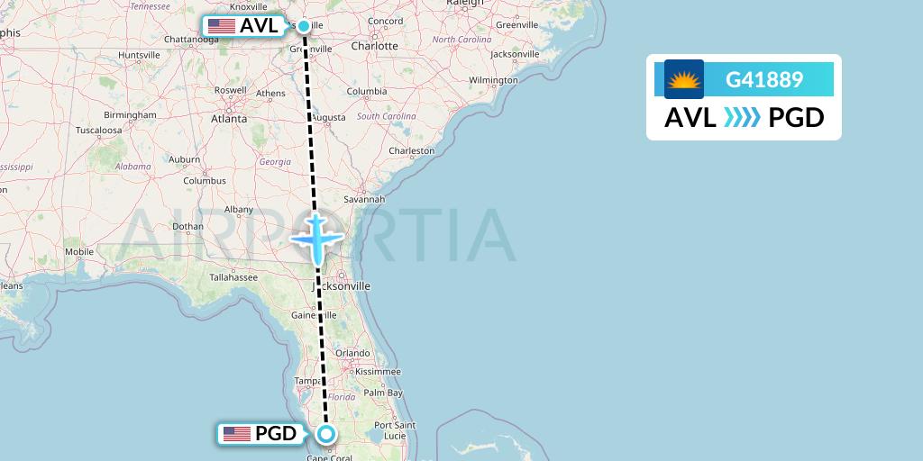 G41889 Allegiant Air Flight Map: Asheville to Punta Gorda