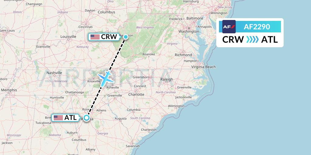 AF2290 Air France Flight Map: Charleston to Atlanta