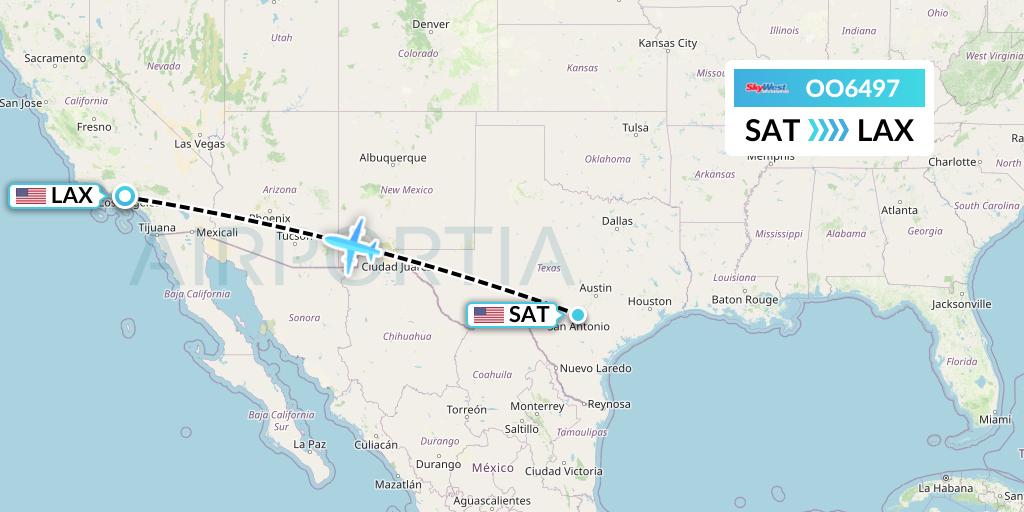 OO6497 SkyWest Airlines Flight Map: San Antonio to Los Angeles
