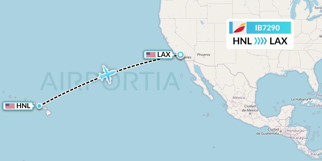 IB7290 Iberia Flight Map: Honolulu to Los Angeles