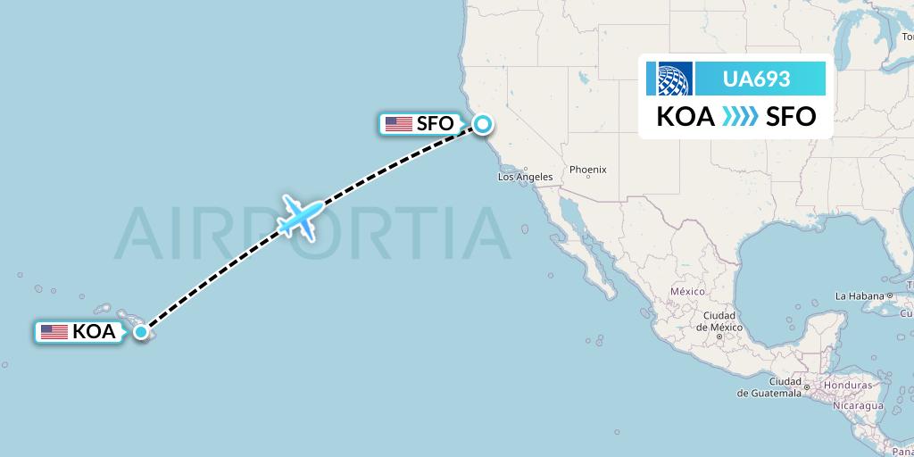 UA693 United Airlines Flight Map: Kailua-Kona to San Francisco