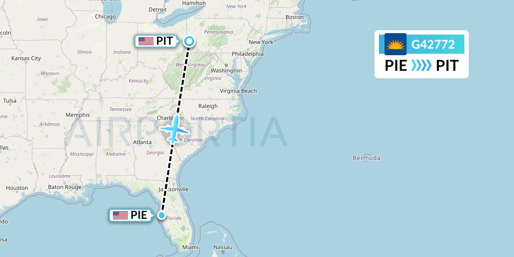 G42772 Allegiant Air Flight Map: St. Petersburg to Pittsburgh