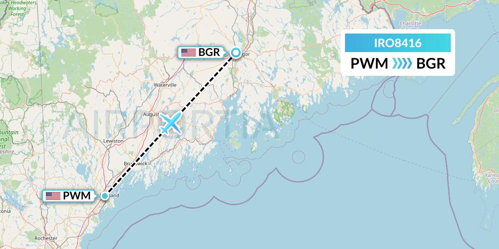 IRO8416 CSA Air Flight Map: Portland to Bangor