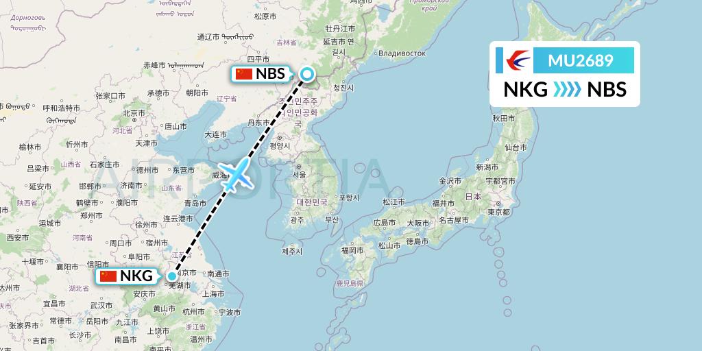 MU2689 China Eastern Airlines Flight Map: Nanjing to Baishan