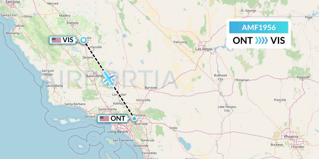 AMF1956 Ameriflight Flight Map: Ontario to Visalia
