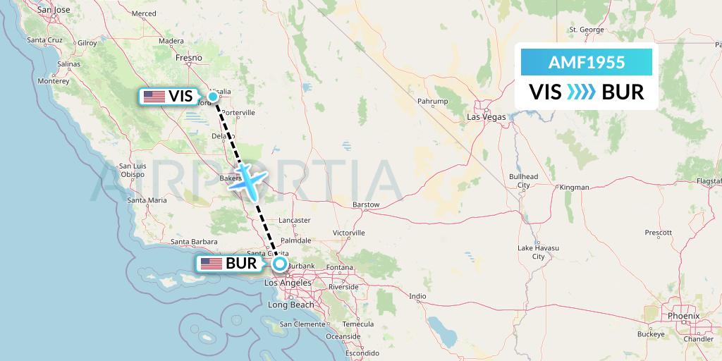 AMF1955 Ameriflight Flight Map: Visalia to Burbank