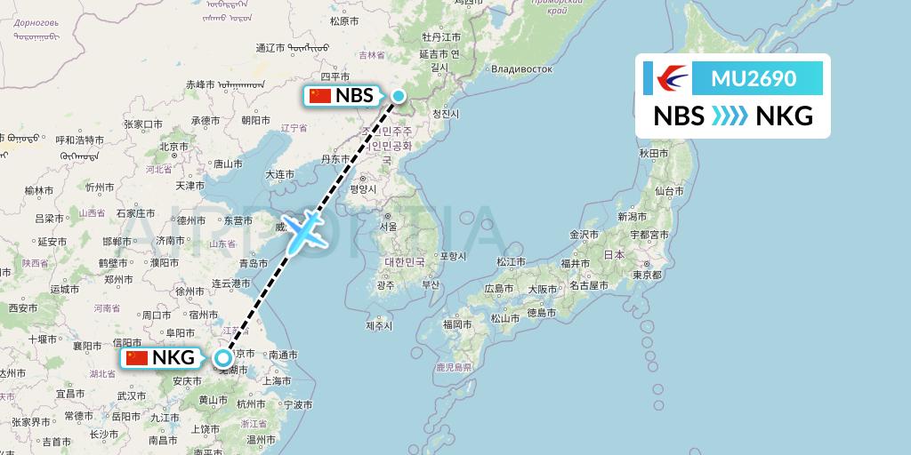 MU2690 China Eastern Airlines Flight Map: Baishan to Nanjing