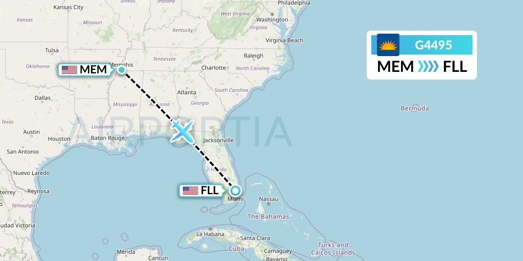 G4495 Allegiant Air Flight Map: Memphis to Fort Lauderdale