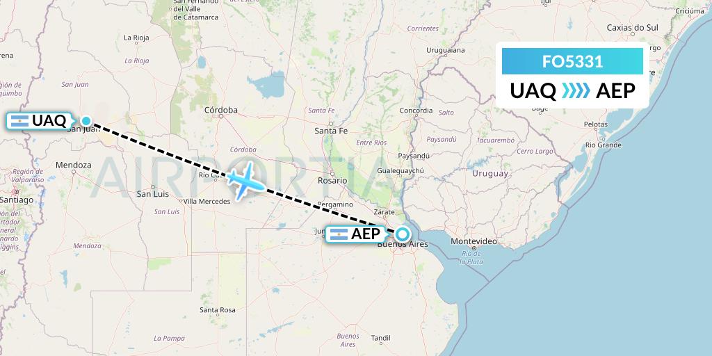 FO5331 Aero Flightops Uk Limited Flight Map: San Juan to Buenos Aires