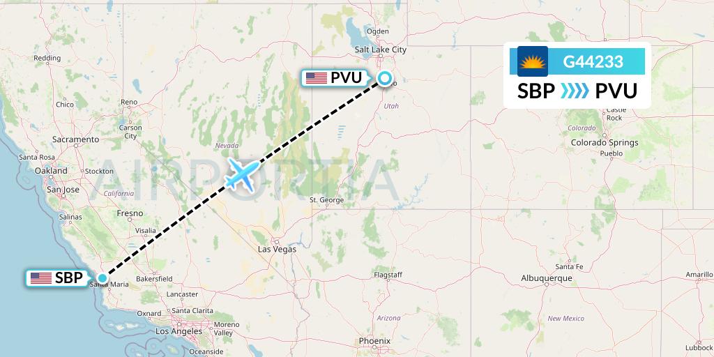 G44233 Allegiant Air Flight Map: San Luis Obispo to Provo