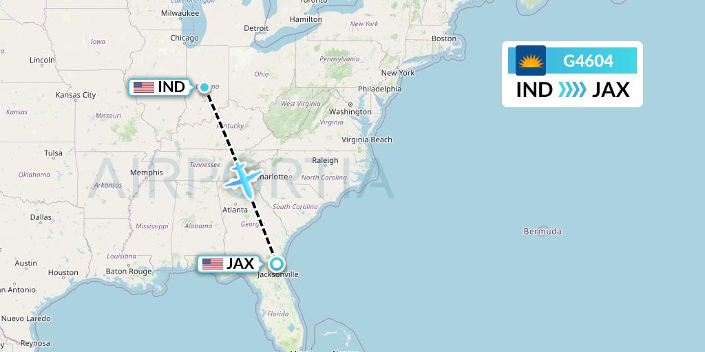 G4604 Allegiant Air Flight Map: Indianapolis to Jacksonville