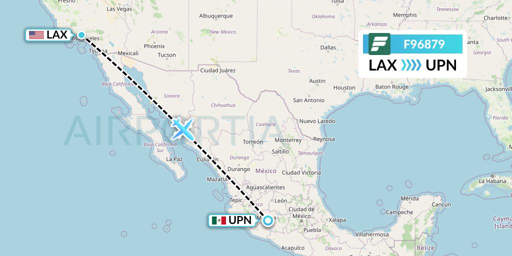 F96879 Frontier Airlines Flight Map: Los Angeles to Uruapan