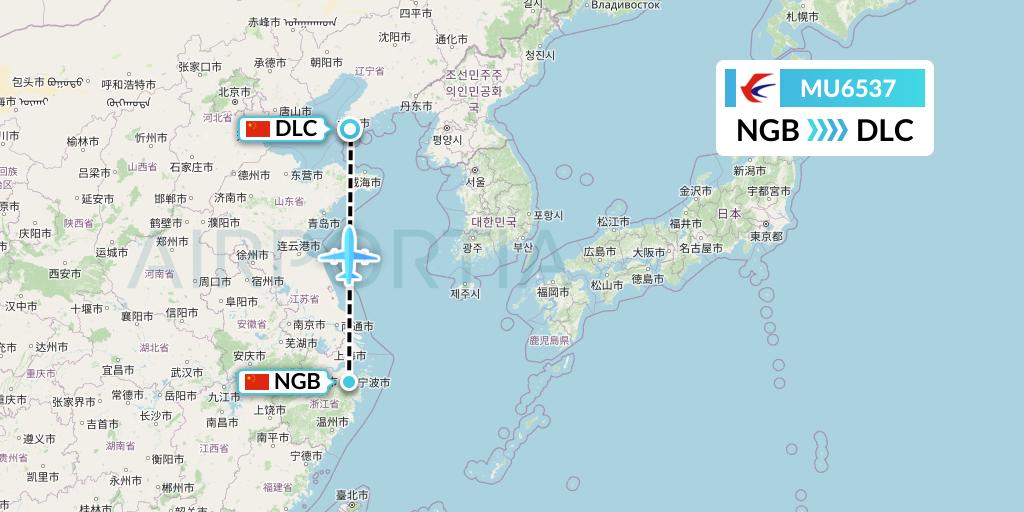 MU6537 China Eastern Airlines Flight Map: Ningbo to Dalian
