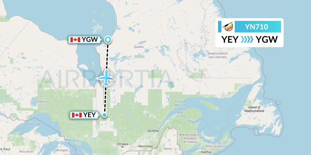 YN710 Air Creebec Flight Map: Amos to Kuujjuarapik