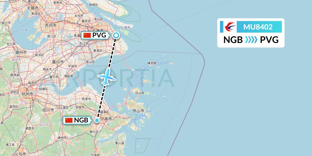 MU8402 China Eastern Airlines Flight Map: Ningbo to Shanghai