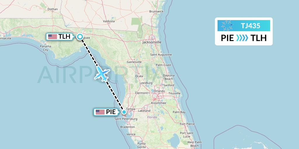 TJ435 Tradewind Aviation Flight Map: St. Petersburg to Tallahassee